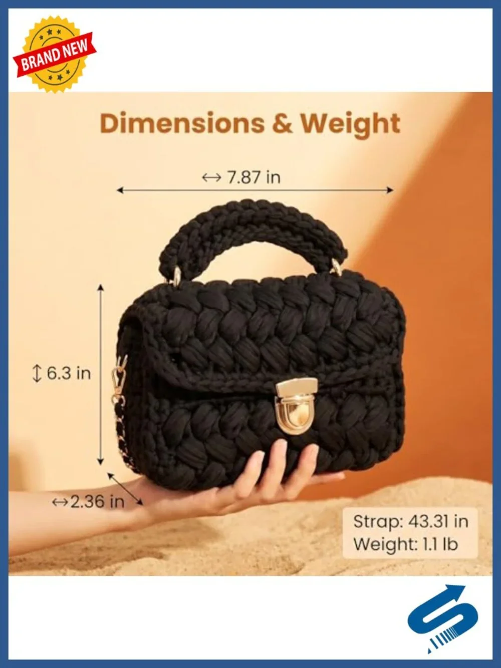 Handwoven Crochet Purse, Convertible Shoulder Crossbody Clutch, Lightweight